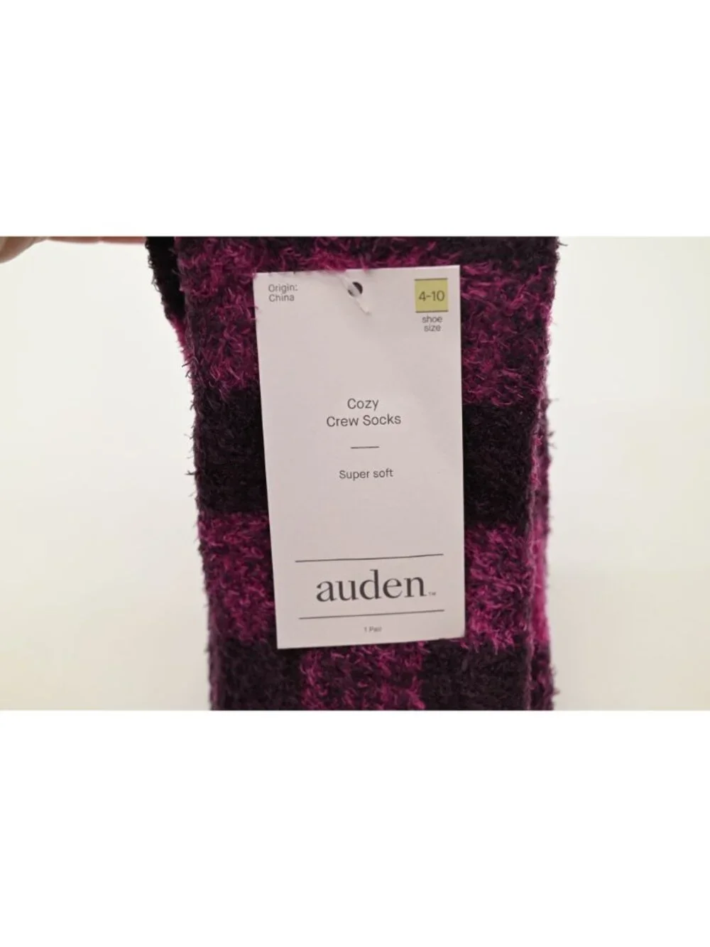 NWT Auden Cozy Crew Socks Shoe Size 4-10 Super Soft Purple Warm Plush Fuzzy